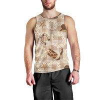 Aloha Hawaii Paniolo Khaki Palaka Men Tank Top Coastal Rodeo LT7 - Polynesian Pride