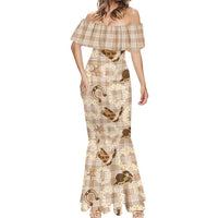 Aloha Hawaii Paniolo Khaki Palaka Mermaid Dress Coastal Rodeo - Polynesian Pride