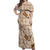 Aloha Hawaii Paniolo Khaki Palaka Off Shoulder Maxi Dress Coastal Rodeo - Polynesian Pride