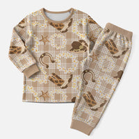 Aloha Hawaii Paniolo Khaki Palaka Christmas Pajama Set Coastal Rodeo - Polynesian Pride