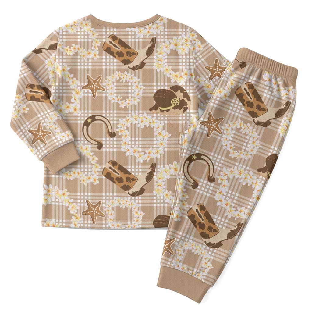 Aloha Hawaii Paniolo Khaki Palaka Christmas Pajama Set Coastal Rodeo - Polynesian Pride