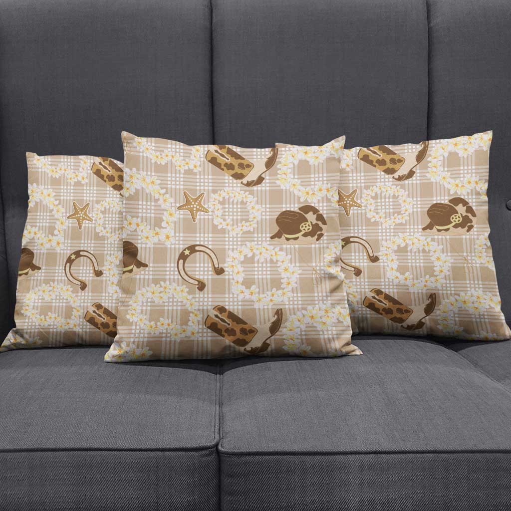 Aloha Hawaii Paniolo Khaki Palaka Pillow Cover Coastal Rodeo - Polynesian Pride