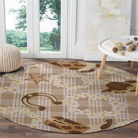 Aloha Hawaii Paniolo Khaki Palaka Round Carpet Coastal Rodeo LT7 - Polynesian Pride