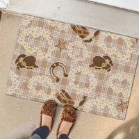 Aloha Hawaii Paniolo Khaki Palaka Rubber Doormat Coastal Rodeo - Polynesian Pride