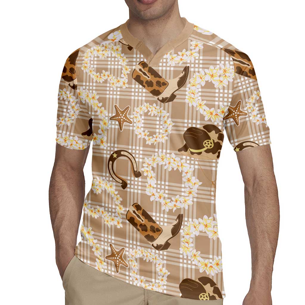 Aloha Hawaii Paniolo Khaki Palaka Rugby Jersey Coastal Rodeo LT7 - Polynesian Pride