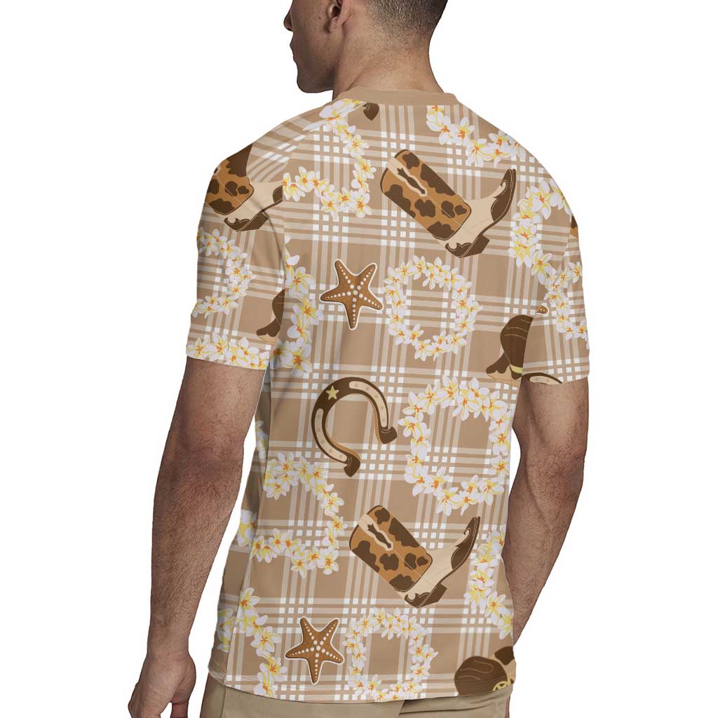 Aloha Hawaii Paniolo Khaki Palaka Rugby Jersey Coastal Rodeo LT7 - Polynesian Pride
