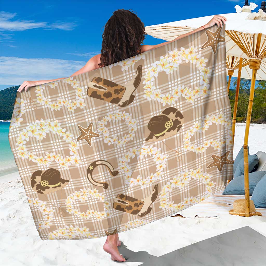 Aloha Hawaii Paniolo Khaki Palaka Sarong Coastal Rodeo LT7 One Size 44 x 66 inches Khaki - Polynesian Pride