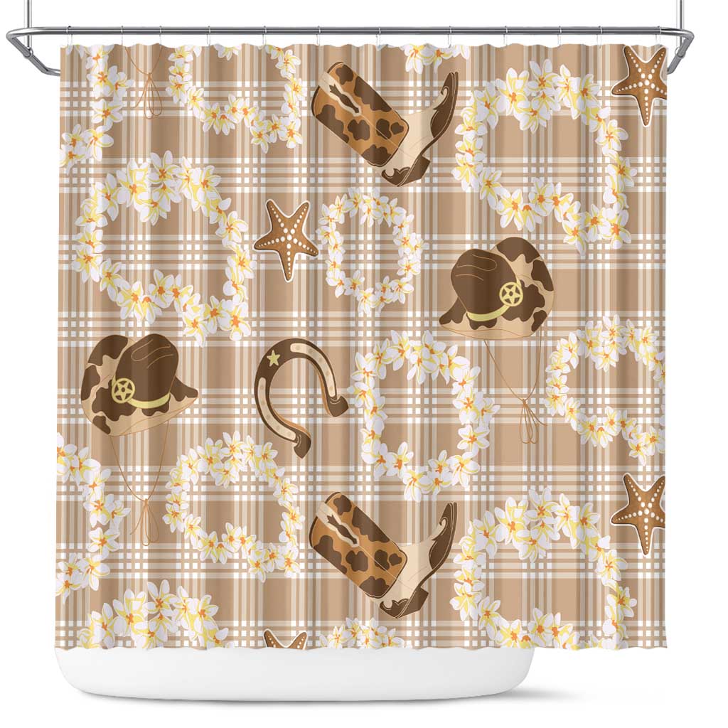Aloha Hawaii Paniolo Khaki Palaka Shower Curtain Coastal Rodeo LT7 Khaki - Polynesian Pride
