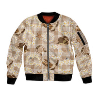Aloha Hawaii Paniolo Khaki Palaka Sleeve Zip Bomber Jacket Coastal Rodeo LT7 Unisex Khaki - Polynesian Pride