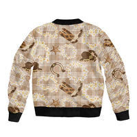 Aloha Hawaii Paniolo Khaki Palaka Sleeve Zip Bomber Jacket Coastal Rodeo LT7 - Polynesian Pride