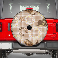 Aloha Hawaii Paniolo Khaki Palaka Spare Tire Cover Coastal Rodeo - Polynesian Pride