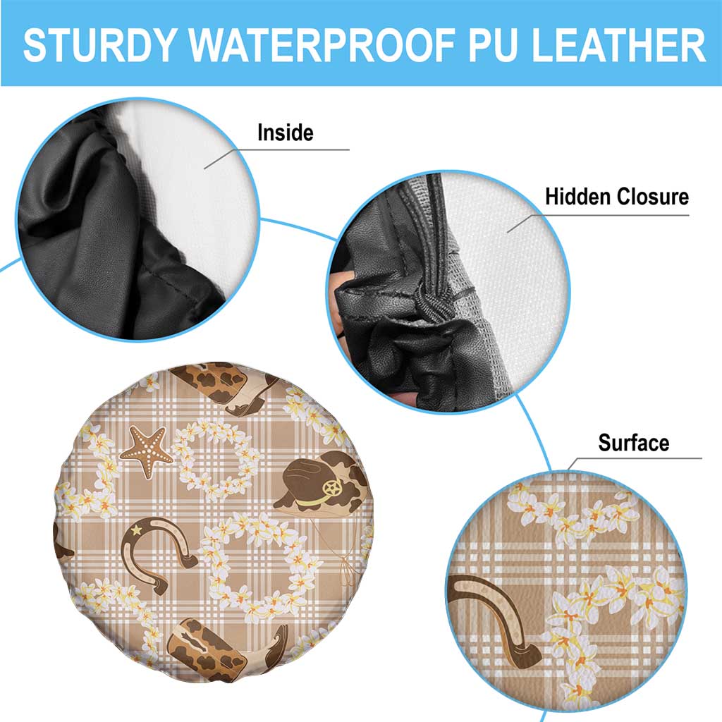 Aloha Hawaii Paniolo Khaki Palaka Spare Tire Cover Coastal Rodeo - Polynesian Pride