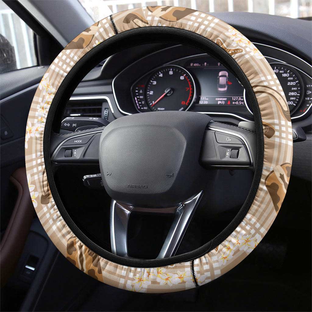 Aloha Hawaii Paniolo Khaki Palaka Steering Wheel Cover Coastal Rodeo LT7 - Polynesian Pride