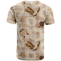 Aloha Hawaii Paniolo Khaki Palaka T Shirt Coastal Rodeo - Polynesian Pride