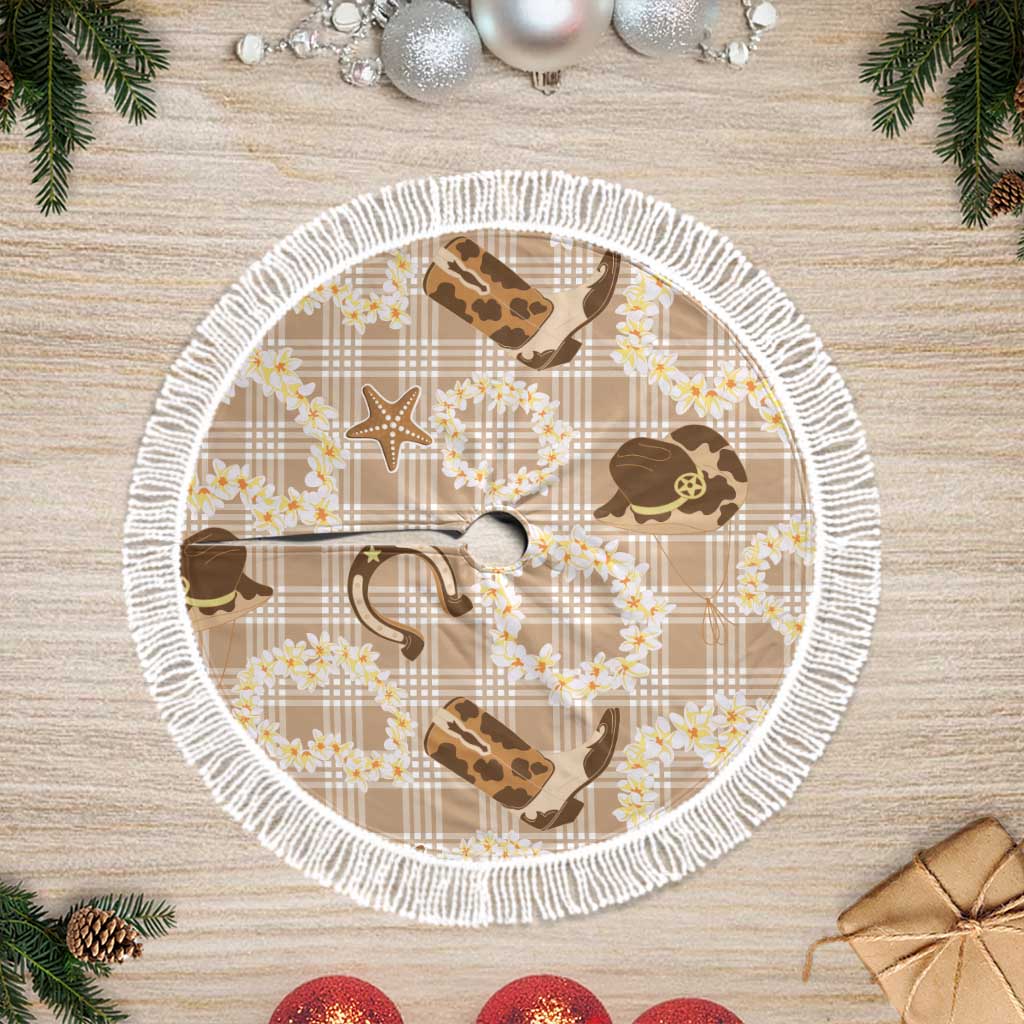 Aloha Hawaii Paniolo Khaki Palaka Tree Skirt Coastal Rodeo LT7 Fringed Khaki - Polynesian Pride
