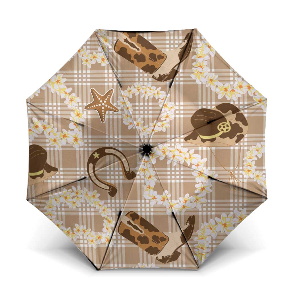 Aloha Hawaii Paniolo Khaki Palaka Umbrella Coastal Rodeo LT7 One Size Folded 11.42 inch Opened Diameter 37.4 inch Khaki - Polynesian Pride