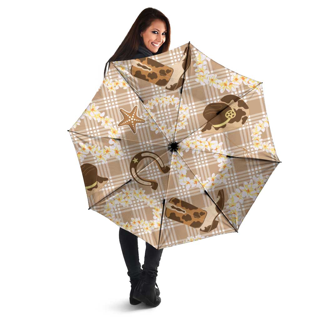 Aloha Hawaii Paniolo Khaki Palaka Umbrella Coastal Rodeo LT7 - Polynesian Pride