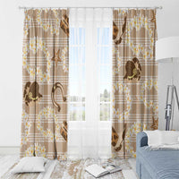Aloha Hawaii Paniolo Khaki Palaka Window Curtain Coastal Rodeo - Polynesian Pride