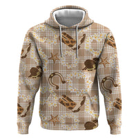 Aloha Hawaii Paniolo Khaki Palaka Zip Hoodie Coastal Rodeo LT7 Pullover Hoodie Khaki - Polynesian Pride