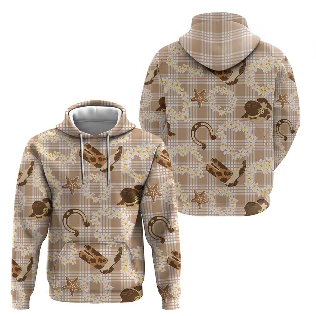 Aloha Hawaii Paniolo Khaki Palaka Zip Hoodie Coastal Rodeo LT7 - Polynesian Pride