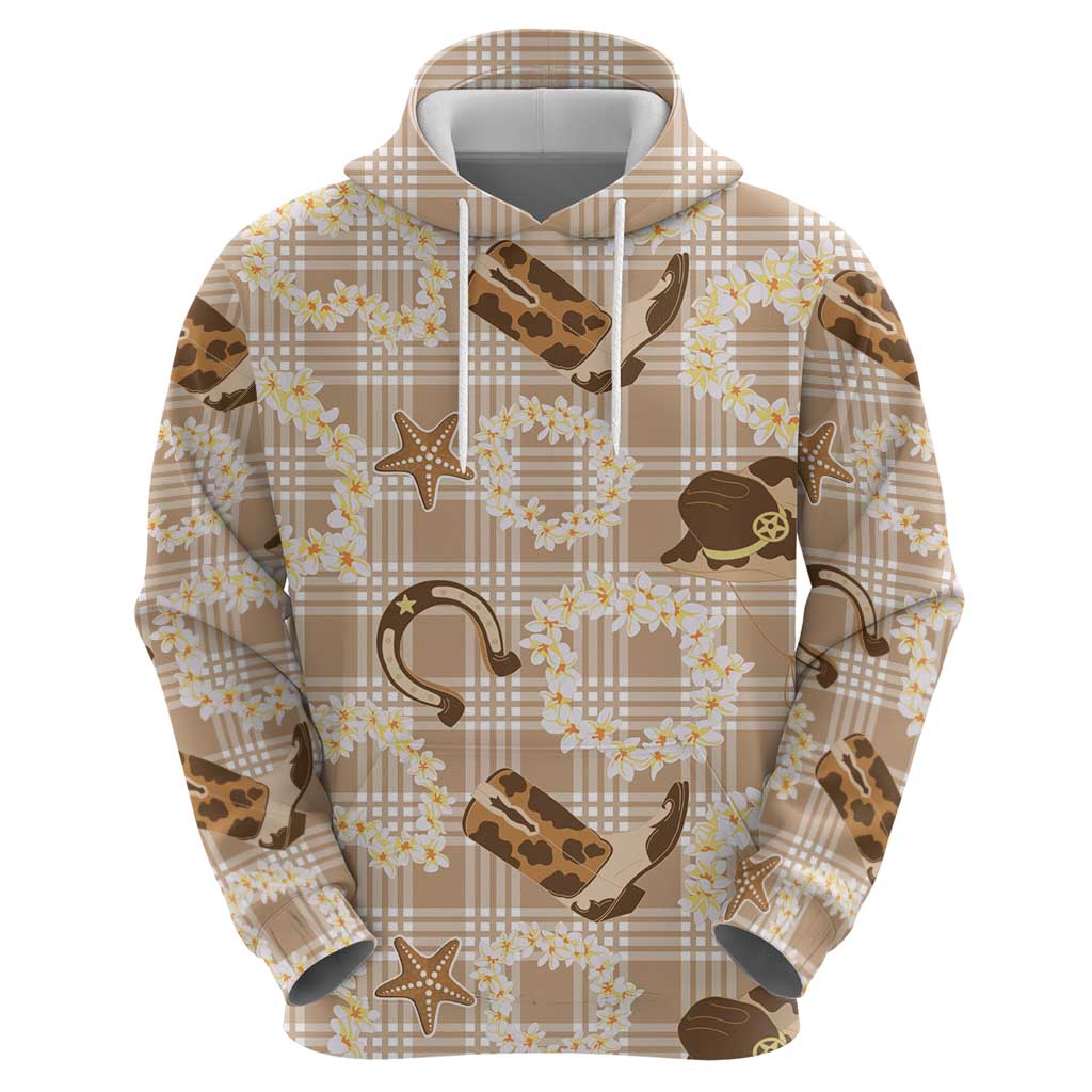 Aloha Hawaii Paniolo Khaki Palaka Zip Hoodie Coastal Rodeo LT7 - Polynesian Pride
