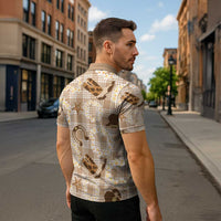 Aloha Hawaii Paniolo Khaki Palaka Zipper Polo Shirt Coastal Rodeo - Polynesian Pride