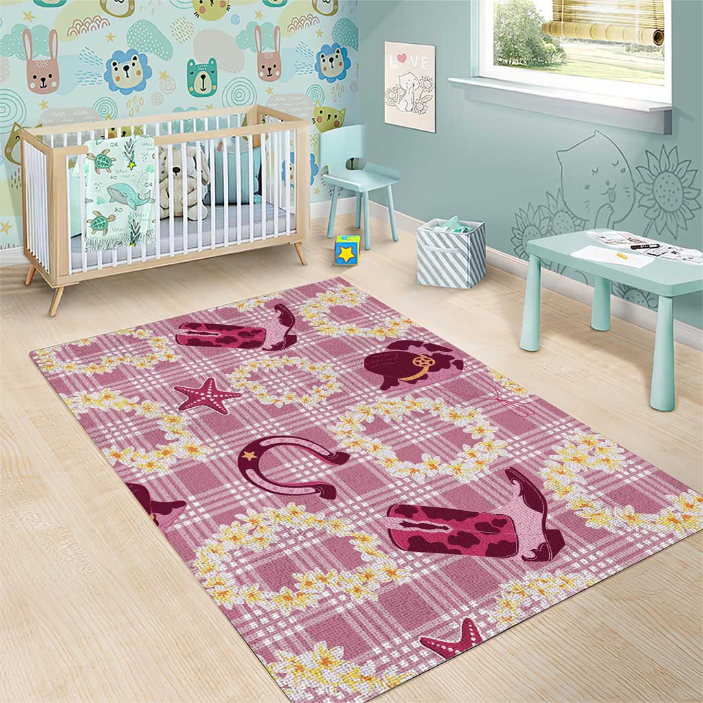 Aloha Hawaii Paniolo Lokelani Rose Palaka Area Rug Coastal Rodeo - Polynesian Pride