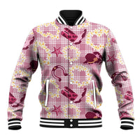 Aloha Hawaii Paniolo Lokelani Rose Palaka Baseball Jacket Coastal Rodeo LT7 Unisex Rose Pink - Polynesian Pride