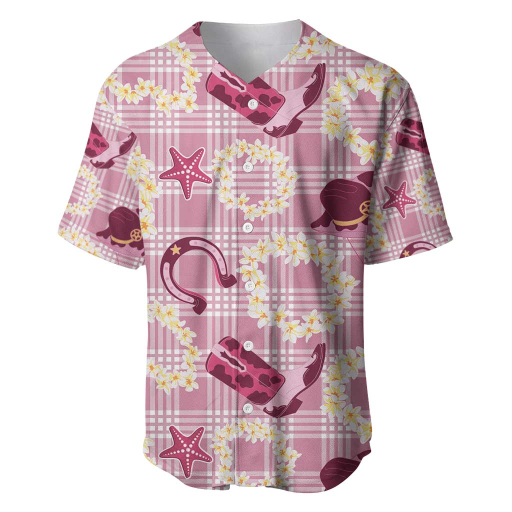 Aloha Hawaii Paniolo Lokelani Rose Palaka Baseball Jersey Coastal Rodeo LT7 Rose Pink - Polynesian Pride