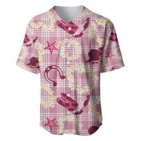 Aloha Hawaii Paniolo Lokelani Rose Palaka Baseball Jersey Coastal Rodeo LT7 Rose Pink - Polynesian Pride