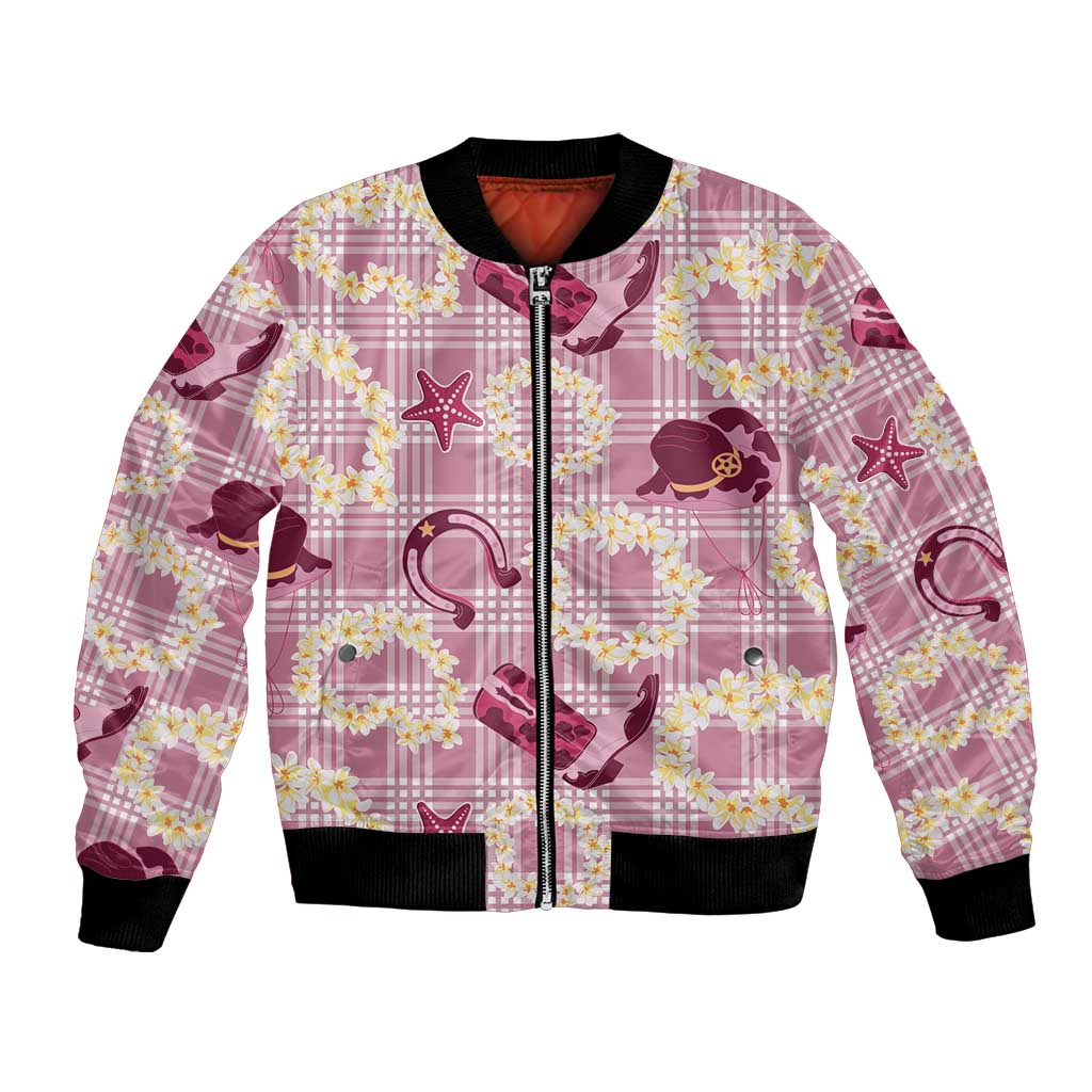 Aloha Hawaii Paniolo Lokelani Rose Palaka Bomber Jacket Coastal Rodeo LT7 Unisex Rose Pink - Polynesian Pride