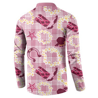 Aloha Hawaii Paniolo Lokelani Rose Palaka Button Sweatshirt Coastal Rodeo - Polynesian Pride