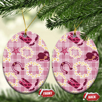 Aloha Hawaii Paniolo Lokelani Rose Palaka Ceramic Ornament Coastal Rodeo - Polynesian Pride