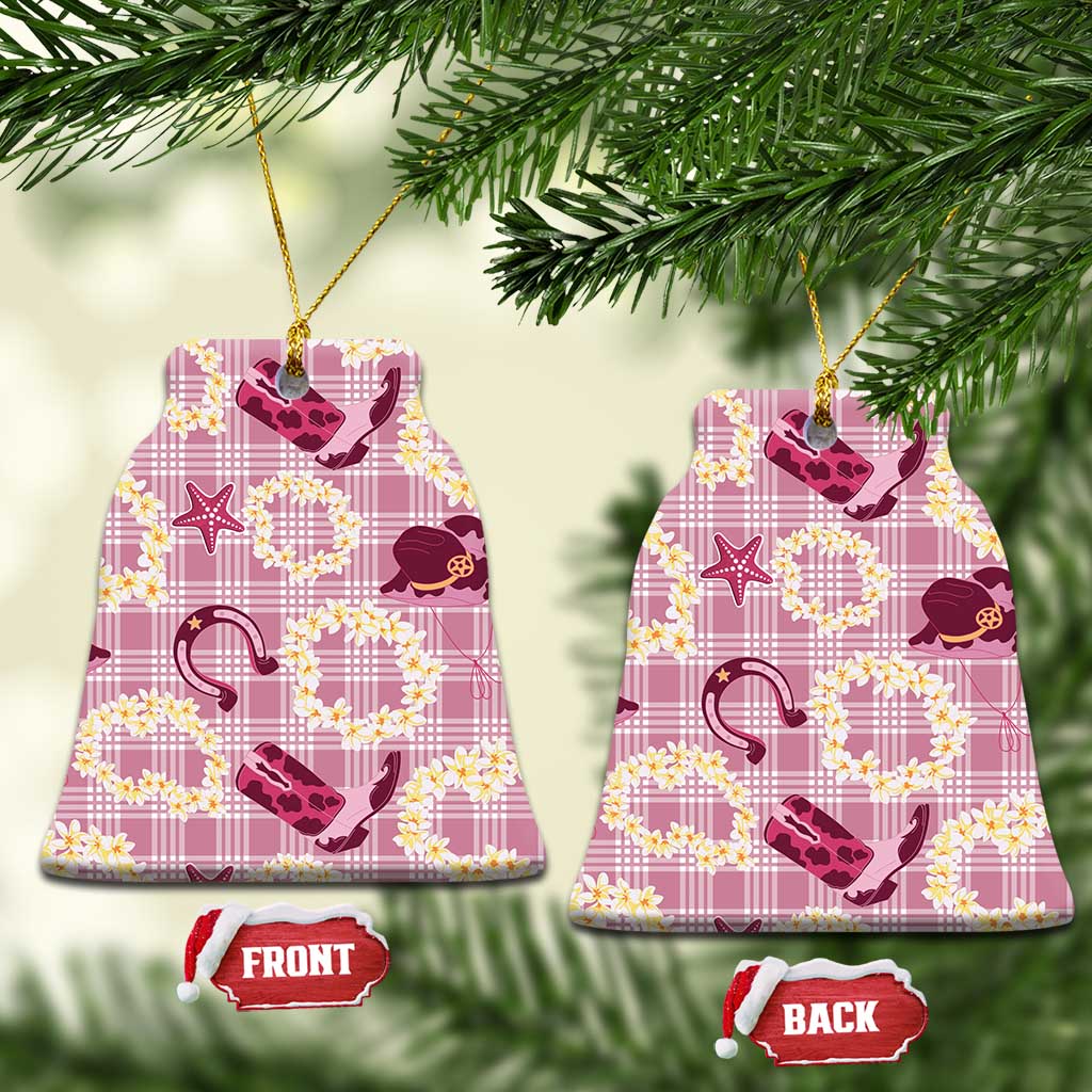 Aloha Hawaii Paniolo Lokelani Rose Palaka Ceramic Ornament Coastal Rodeo - Polynesian Pride