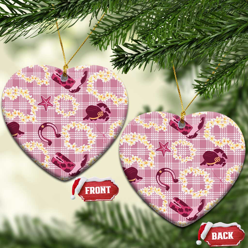 Aloha Hawaii Paniolo Lokelani Rose Palaka Ceramic Ornament Coastal Rodeo - Polynesian Pride