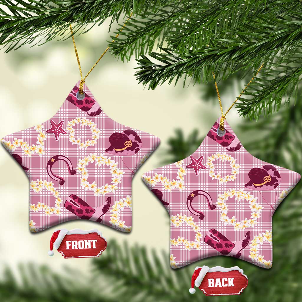 Aloha Hawaii Paniolo Lokelani Rose Palaka Ceramic Ornament Coastal Rodeo - Polynesian Pride