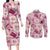 Aloha Hawaii Paniolo Lokelani Rose Palaka Couples Matching Long Sleeve Bodycon Dress and Long Sleeve Button Shirt Coastal Rodeo - Polynesian Pride
