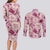 Aloha Hawaii Paniolo Lokelani Rose Palaka Couples Matching Long Sleeve Bodycon Dress and Long Sleeve Button Shirt Coastal Rodeo - Polynesian Pride