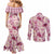 Aloha Hawaii Paniolo Lokelani Rose Palaka Couples Matching Mermaid Dress and Long Sleeve Button Shirt Coastal Rodeo - Polynesian Pride