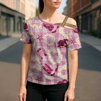 Aloha Hawaii Paniolo Lokelani Rose Palaka Cross Shoulder Shirt Coastal Rodeo - Polynesian Pride