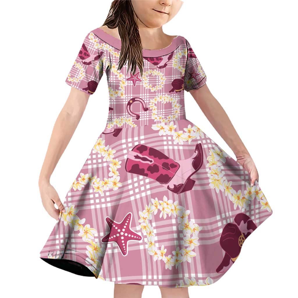 Aloha Hawaii Paniolo Lokelani Rose Palaka Family Matching Off Shoulder Short Dress and Hawaiian Shirt Coastal Rodeo - Polynesian Pride