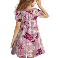 Aloha Hawaii Paniolo Lokelani Rose Palaka Family Matching Off Shoulder Short Dress and Hawaiian Shirt Coastal Rodeo - Polynesian Pride