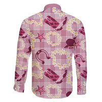 Aloha Hawaii Paniolo Lokelani Rose Palaka Family Matching Off Shoulder Short Dress and Hawaiian Shirt Coastal Rodeo - Polynesian Pride
