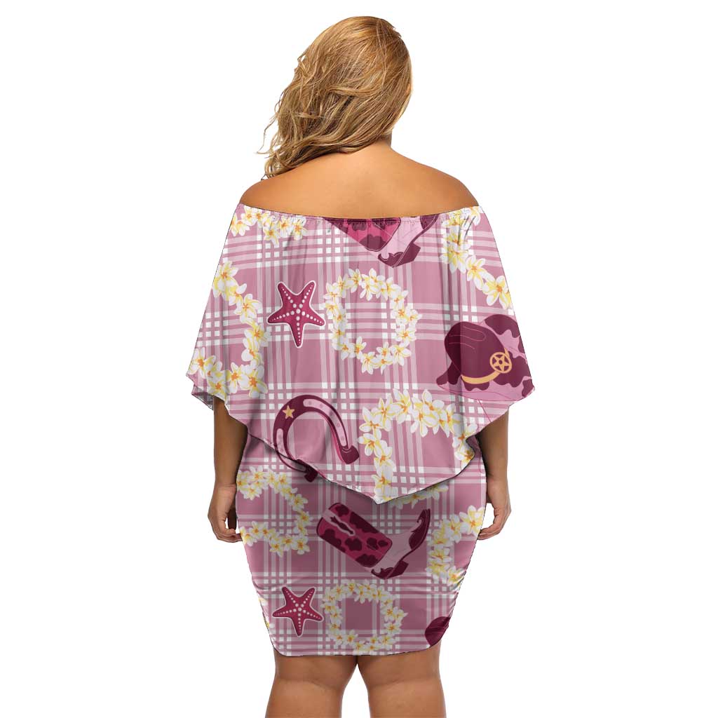 Aloha Hawaii Paniolo Lokelani Rose Palaka Family Matching Off Shoulder Short Dress and Hawaiian Shirt Coastal Rodeo - Polynesian Pride