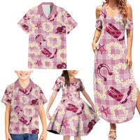 Aloha Hawaii Paniolo Lokelani Rose Palaka Family Matching Summer Maxi Dress and Hawaiian Shirt Coastal Rodeo - Polynesian Pride