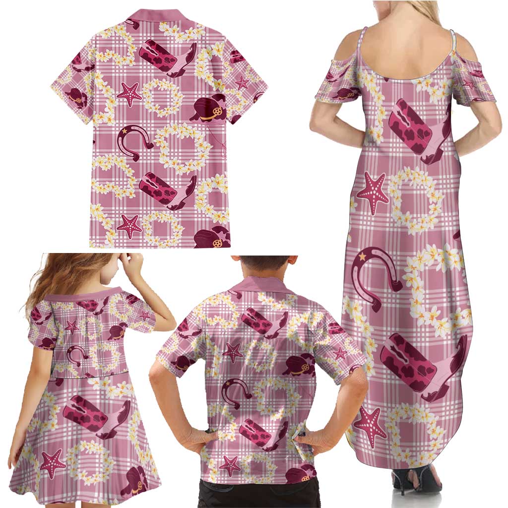 Aloha Hawaii Paniolo Lokelani Rose Palaka Family Matching Summer Maxi Dress and Hawaiian Shirt Coastal Rodeo - Polynesian Pride