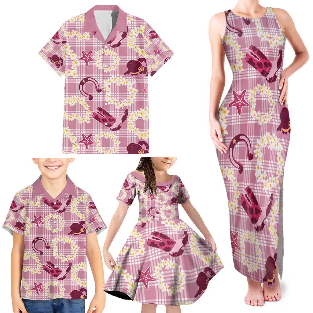 Aloha Hawaii Paniolo Lokelani Rose Palaka Family Matching Tank Maxi Dress and Hawaiian Shirt Coastal Rodeo - Polynesian Pride
