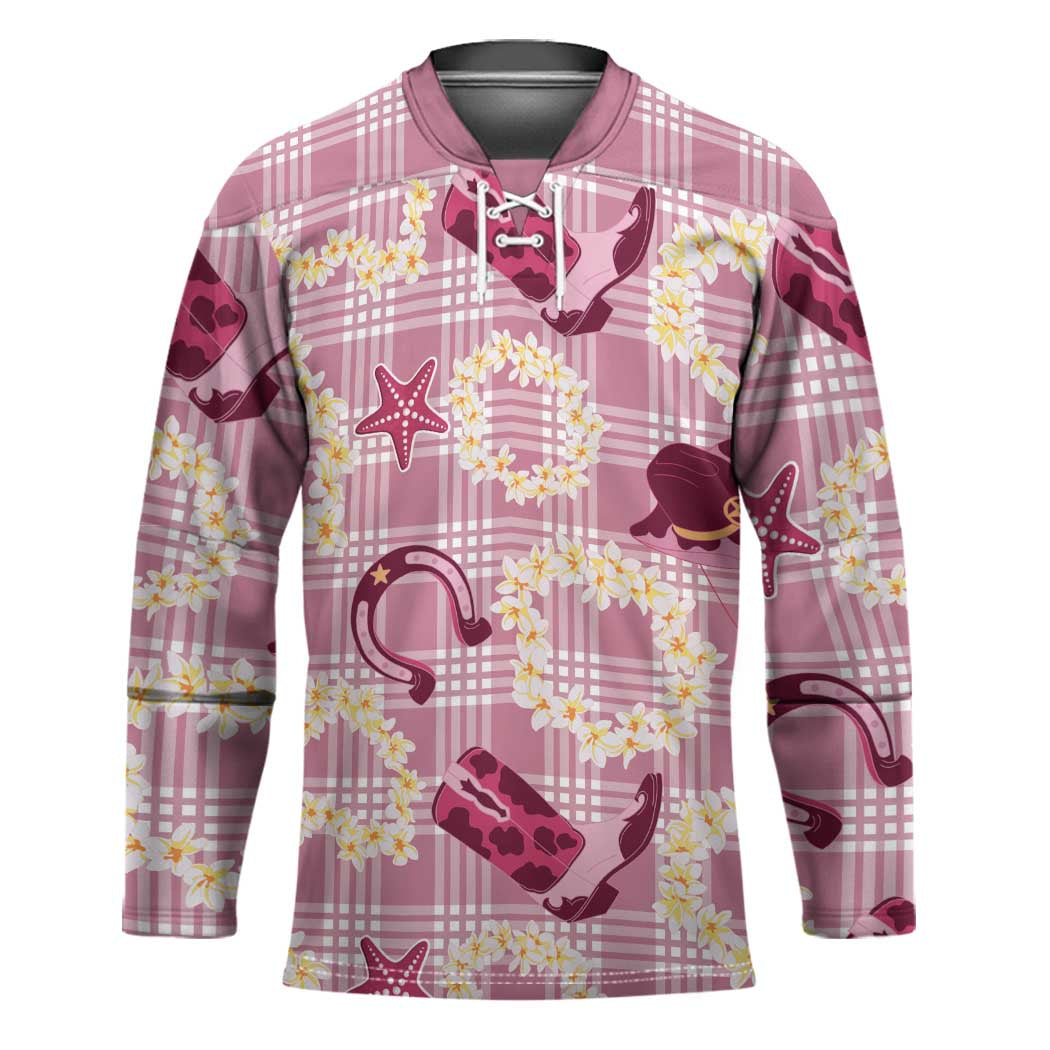 Aloha Hawaii Paniolo Lokelani Rose Palaka Hockey Jersey Coastal Rodeo - Polynesian Pride