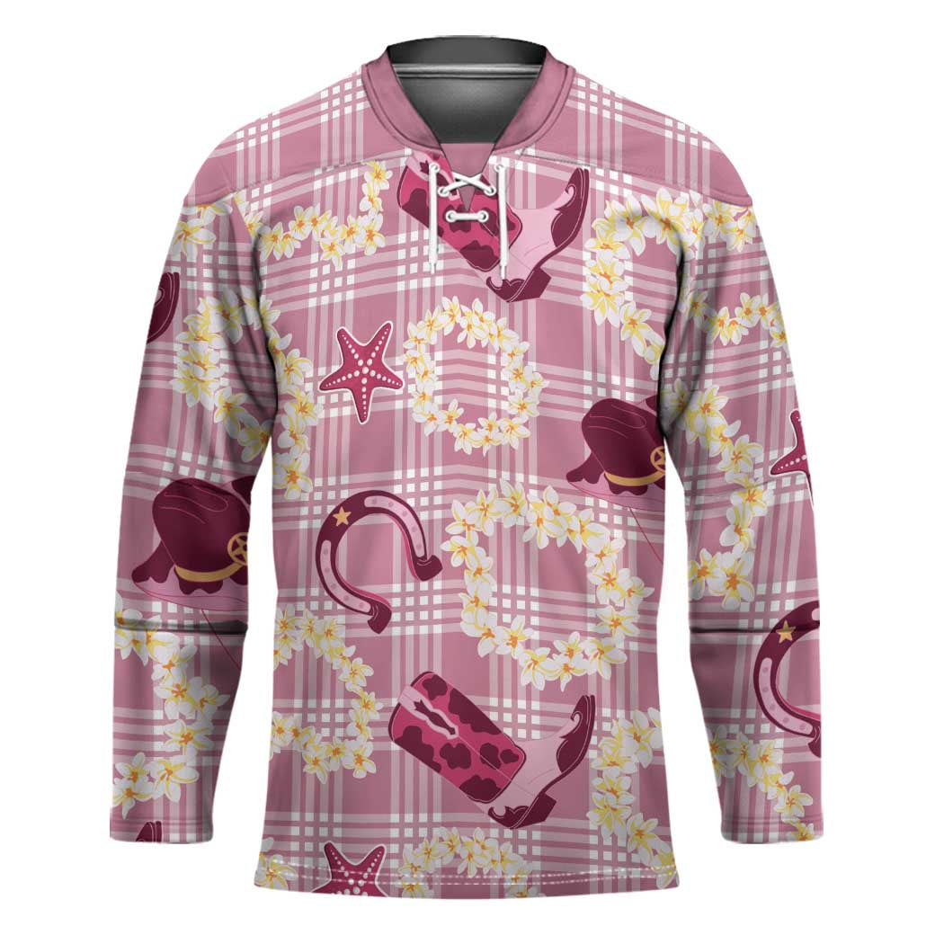 Aloha Hawaii Paniolo Lokelani Rose Palaka Hockey Jersey Coastal Rodeo - Polynesian Pride