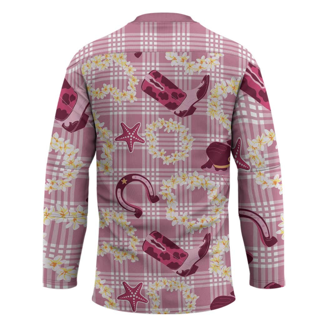 Aloha Hawaii Paniolo Lokelani Rose Palaka Hockey Jersey Coastal Rodeo - Polynesian Pride